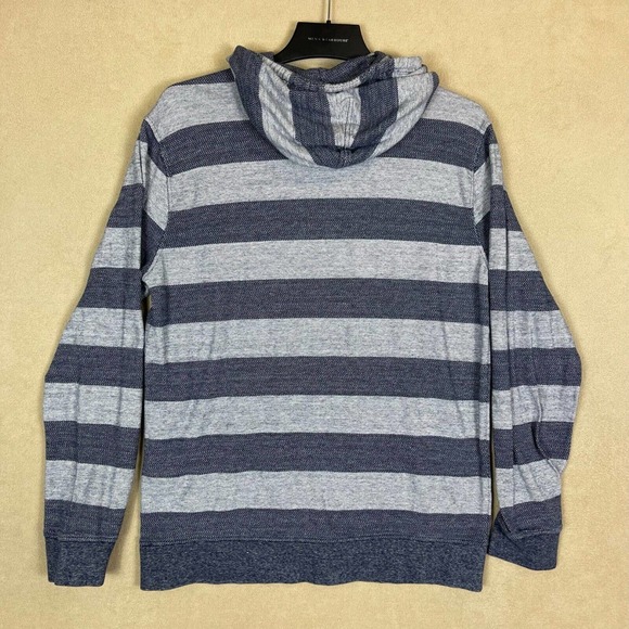 RIP CURL Long Sleeve Hoodie Sweatshirt Mens M Blue Striped‎ Pouch Pocket Relaxed - Picture 10 of 11